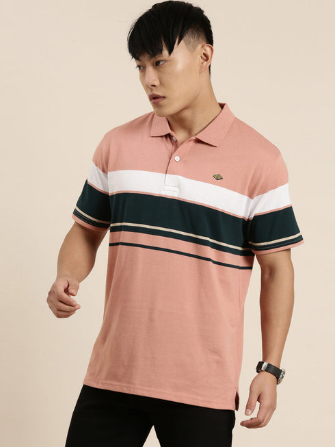 Pink Striped Polo T-shirt